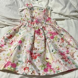 George 6 pink white floral multilayer button back dressy dress worn once euc